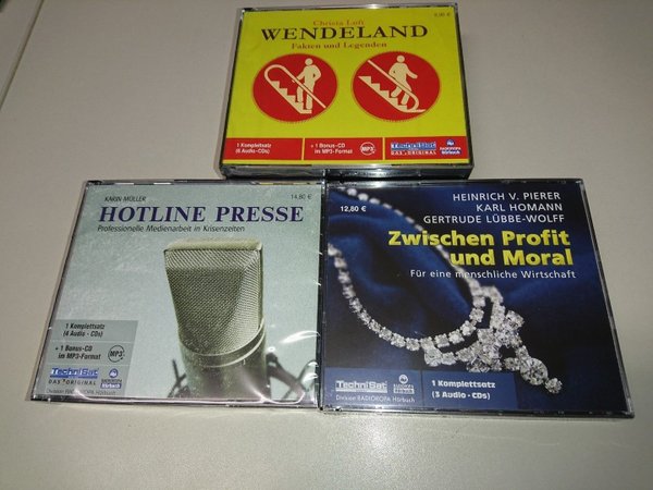 3 Hörbücher - Zwischen Moral und Profit / Wendezeit / Hotline Presse - NEU/OVP