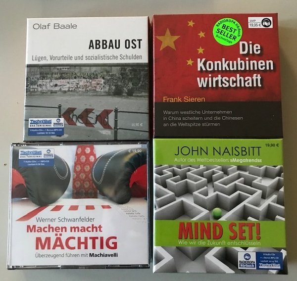 Sonderaktion - 4 Hörbücher - Wirtschaft / Ratgeber + Gratishörbuch - 32 Audio-CDs + 4 MP3-CDs