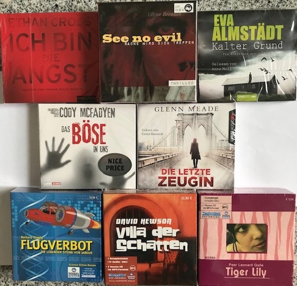 8 Hörbücher im Paket - Krimis/Thriller - 60 Audio-CDs + 4 MP3-CDs NEU/OVP