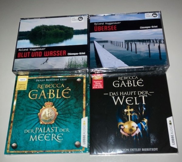 4 Hörbücher im Paket - Krimi + Histor. Roman - R. Gable + Voggenauer - 7 Audio-CDs + 10 Mp3-CDs